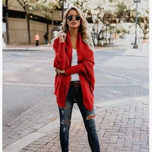 New CHERFLY Women's Chunky Knit Cardigan Wrap Sweater Size Small